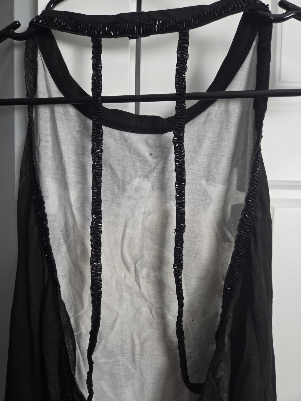 Black Beaded-Strap Halter Camisole with Rose Graphic - Picture 11 of 16